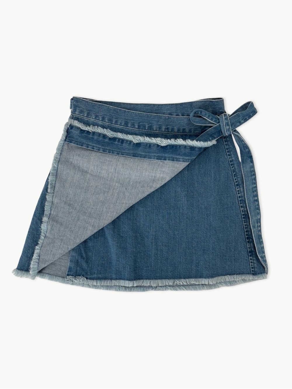 Madewell Raw-Hem Mini Wrap Jean Skirt Size 6 Cardiff Wash Denim 100% Cotton - Picture 13 of 13